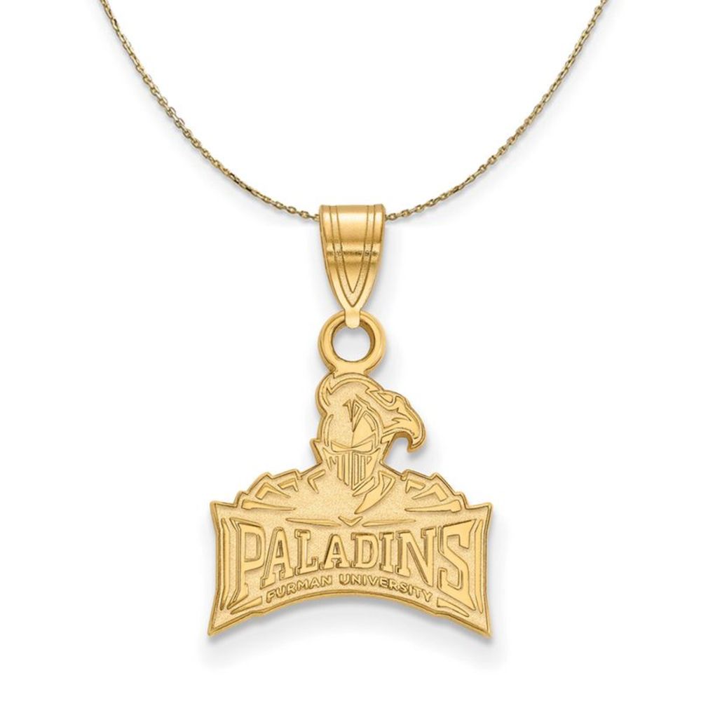 14k Yellow Gold Furman U Paladins Small Logo Necklace - 22 Inch